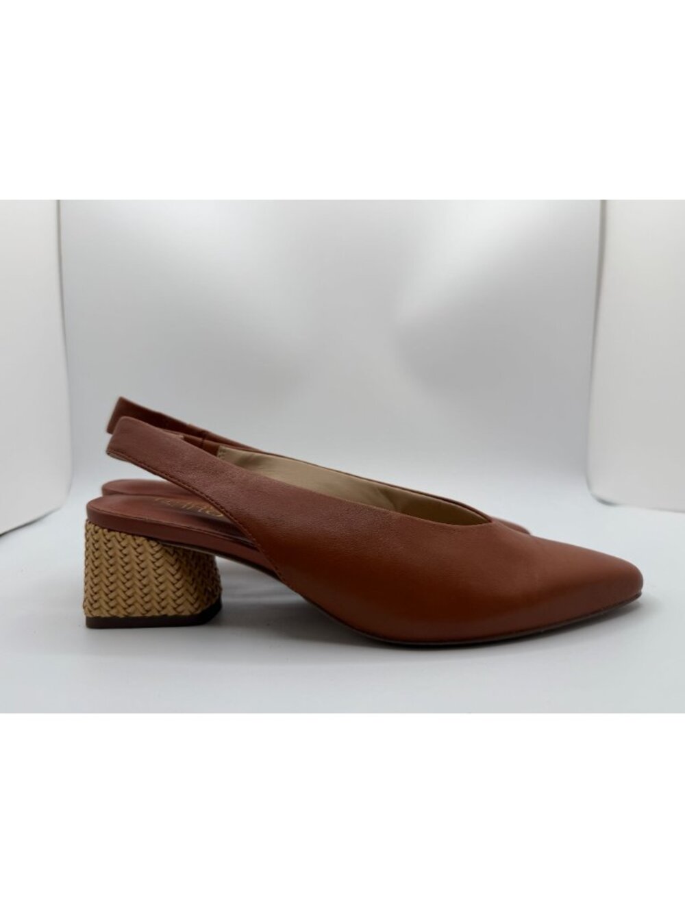 Franco Sarto Jonia Low Heel Brown Leather Slingback Pump Women Size 6.5M Career - Picture 9 of 16